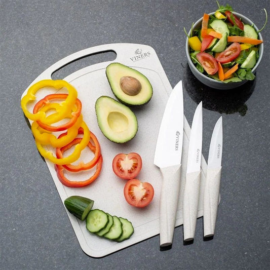 Set 3 Cuchillos con Tabla Organic3#Beige