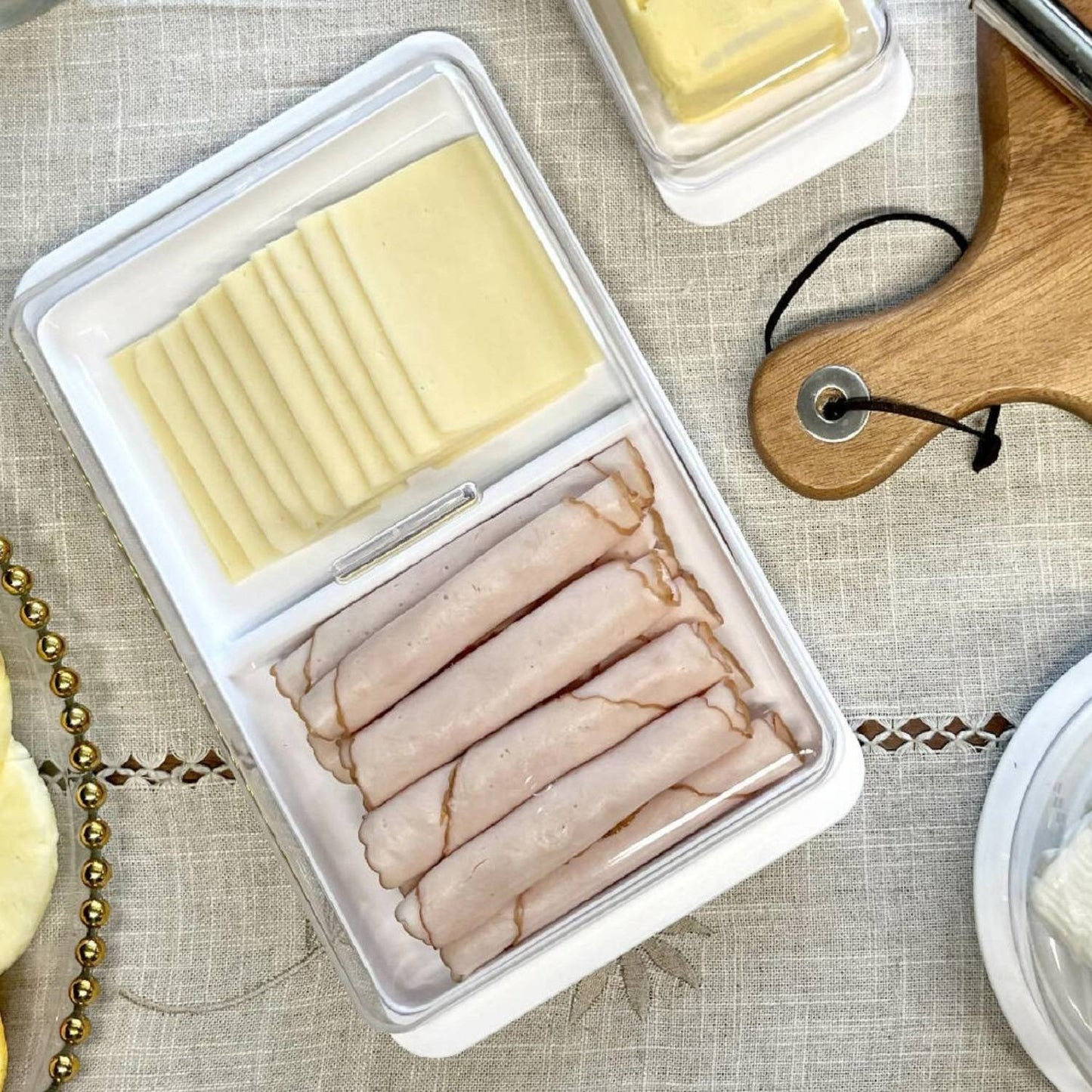 Contenedor Jamón/Queso Doble Break1#Blanco