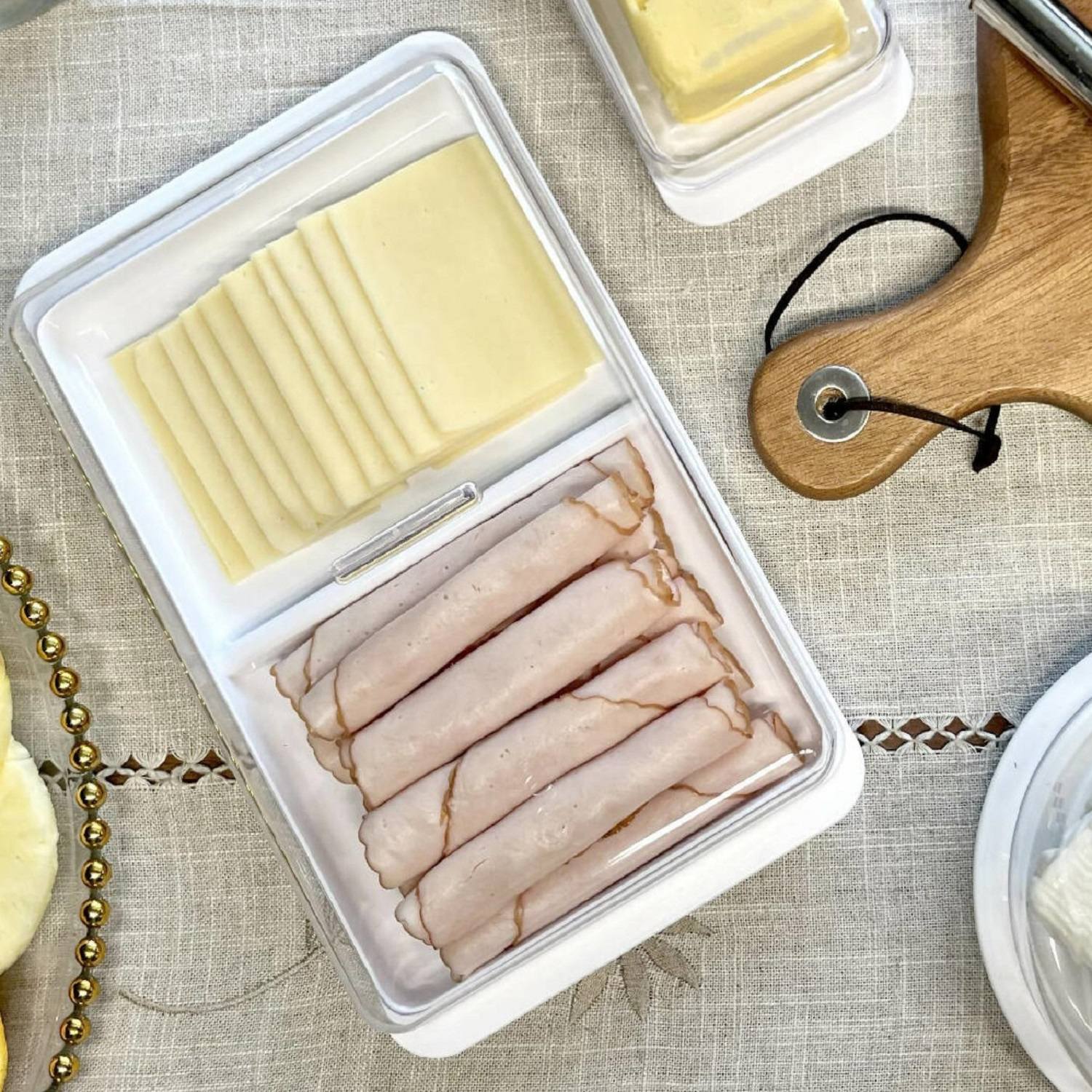 Contenedor Jamón/Queso Doble Break1#Blanco