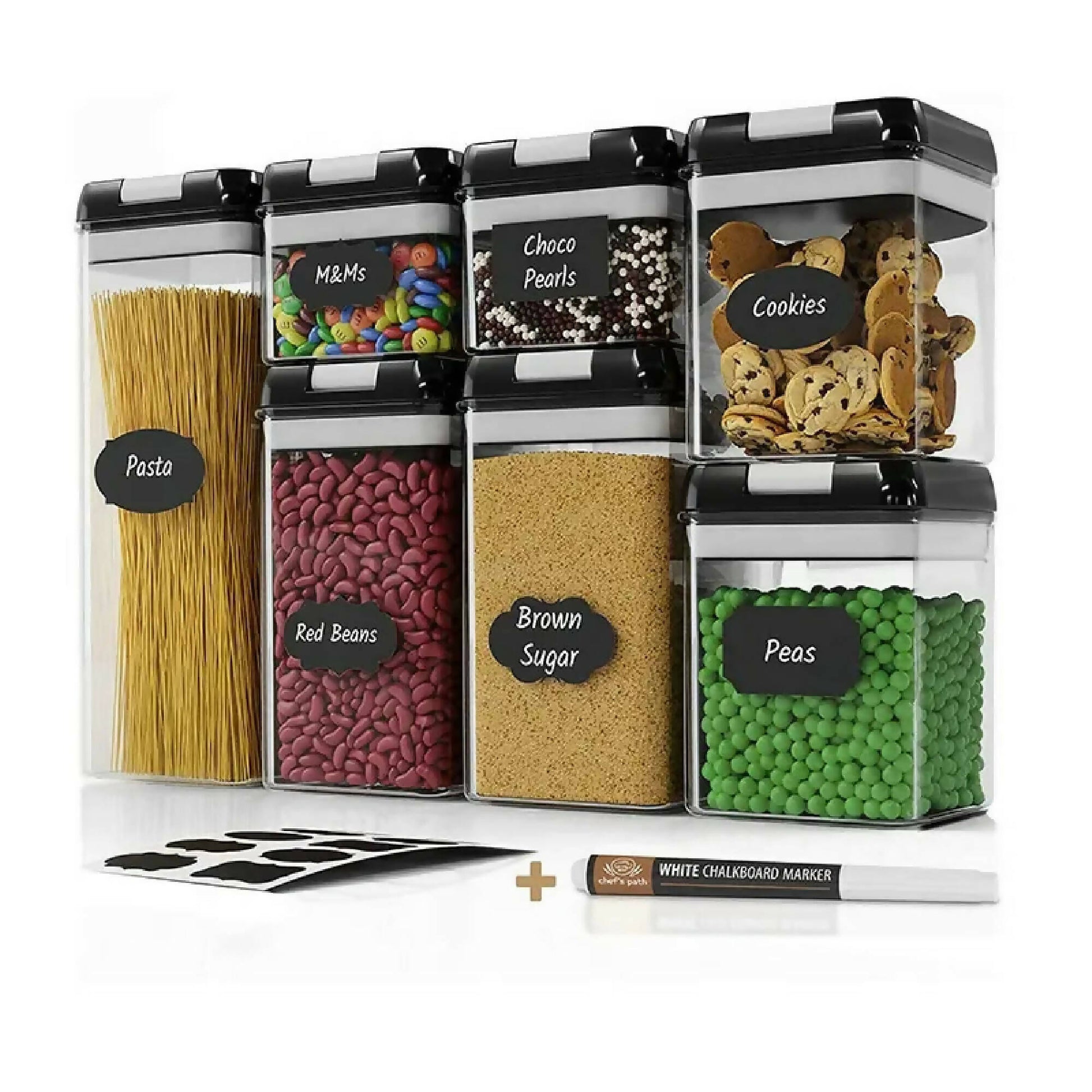 Set de 7 Contenedores Herméticos Plástico8#Negro