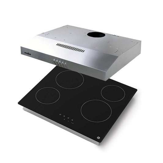 Kit Empotre Encimera Vidrio + Campana 60 cm1#Negro