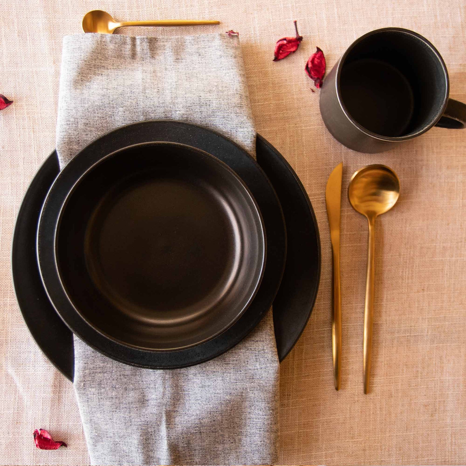 Juego Loza Cerámica 16 Pzs5#Negro