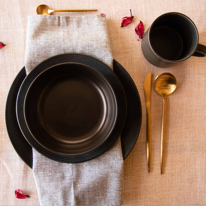 Juego Loza Cerámica 16 Pzs5#Negro