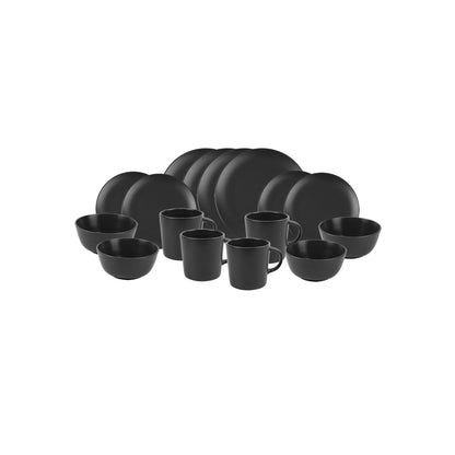 Juego Loza Cerámica 16 Pzs8#Negro