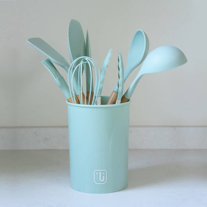 Set 12 Utensilios De Cocina Silicona2#Celeste