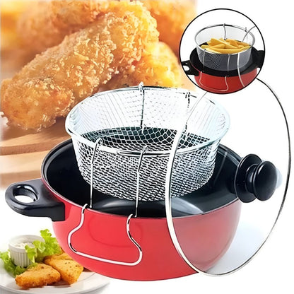 Olla Freidora Antiadherente Cocina con 3 Piezas3#Rojo