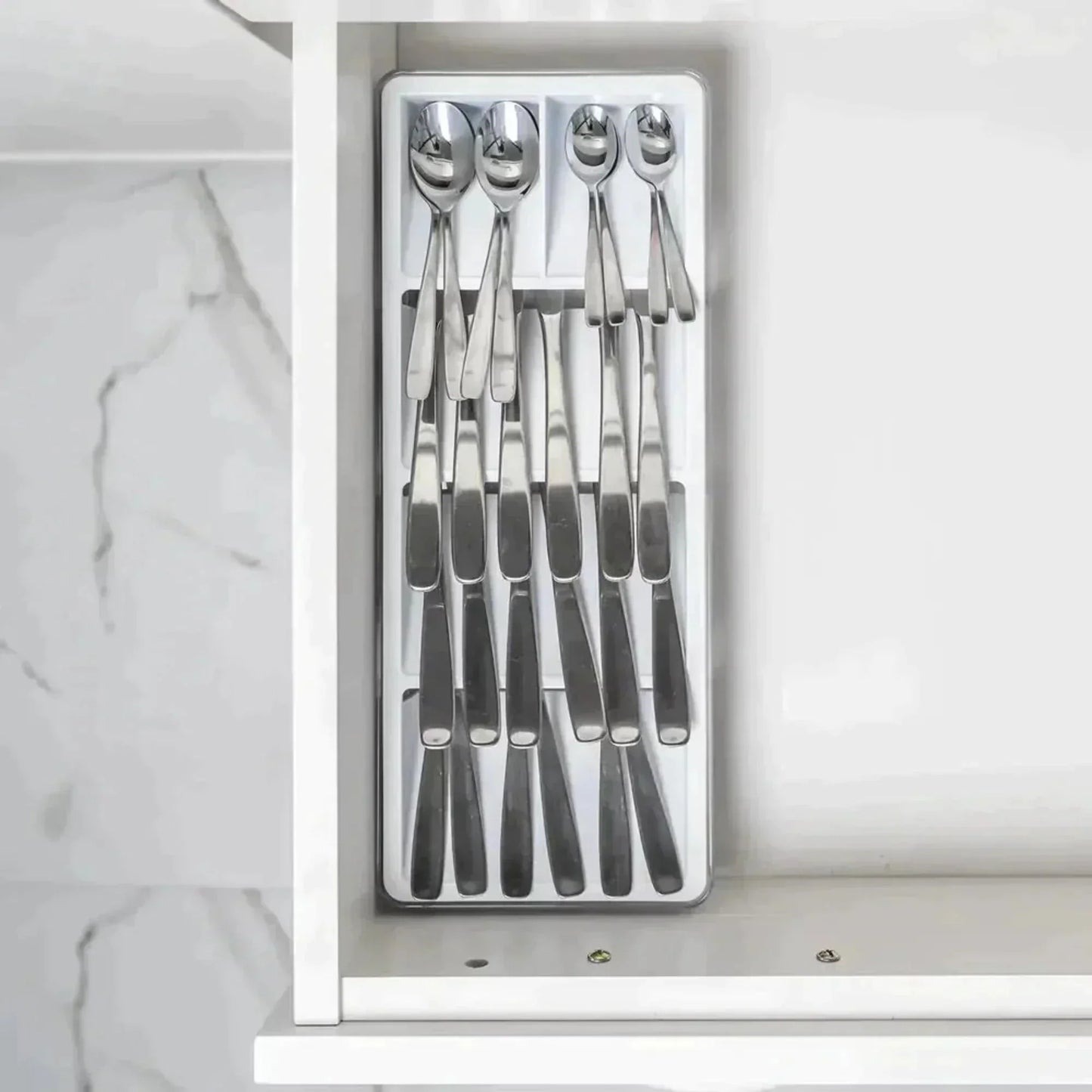 Organizador De Cubiertos Clear1#Blanco