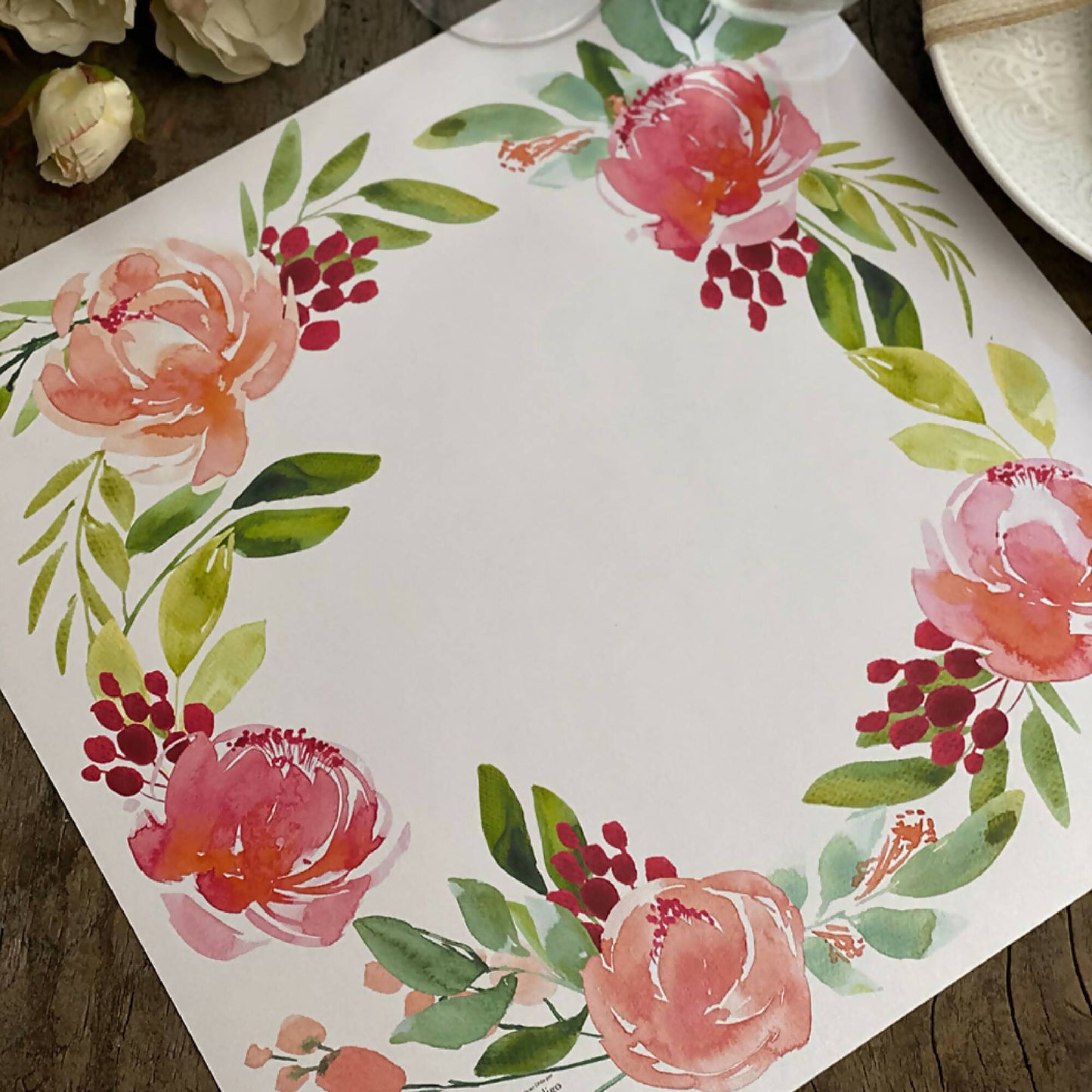 Plato Base Rosas Acuarela1#Multicolor