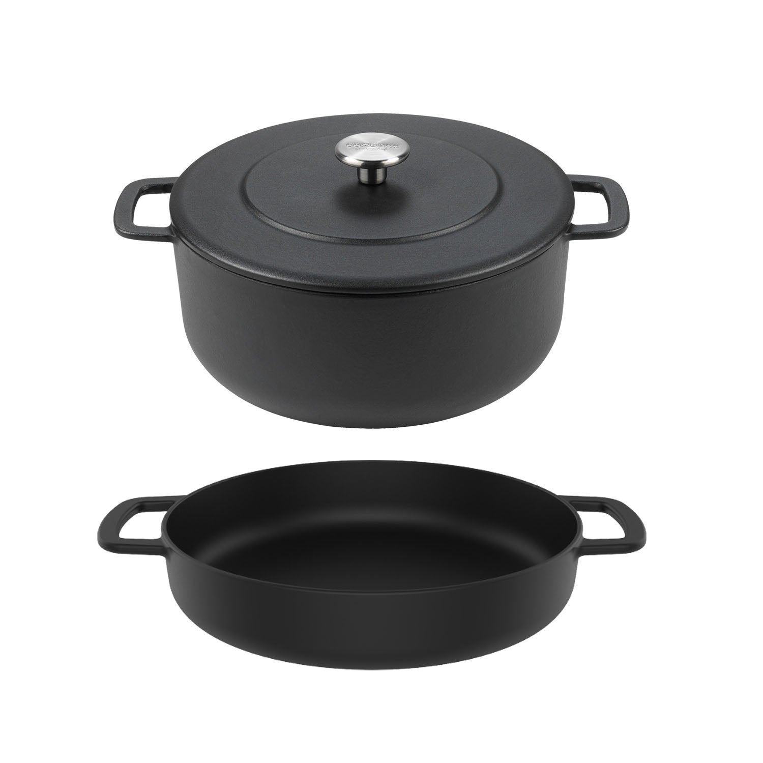 Pack Olla + Sartén Fierro Fundido Reciclado Esmaltado 24 cm10#Negro