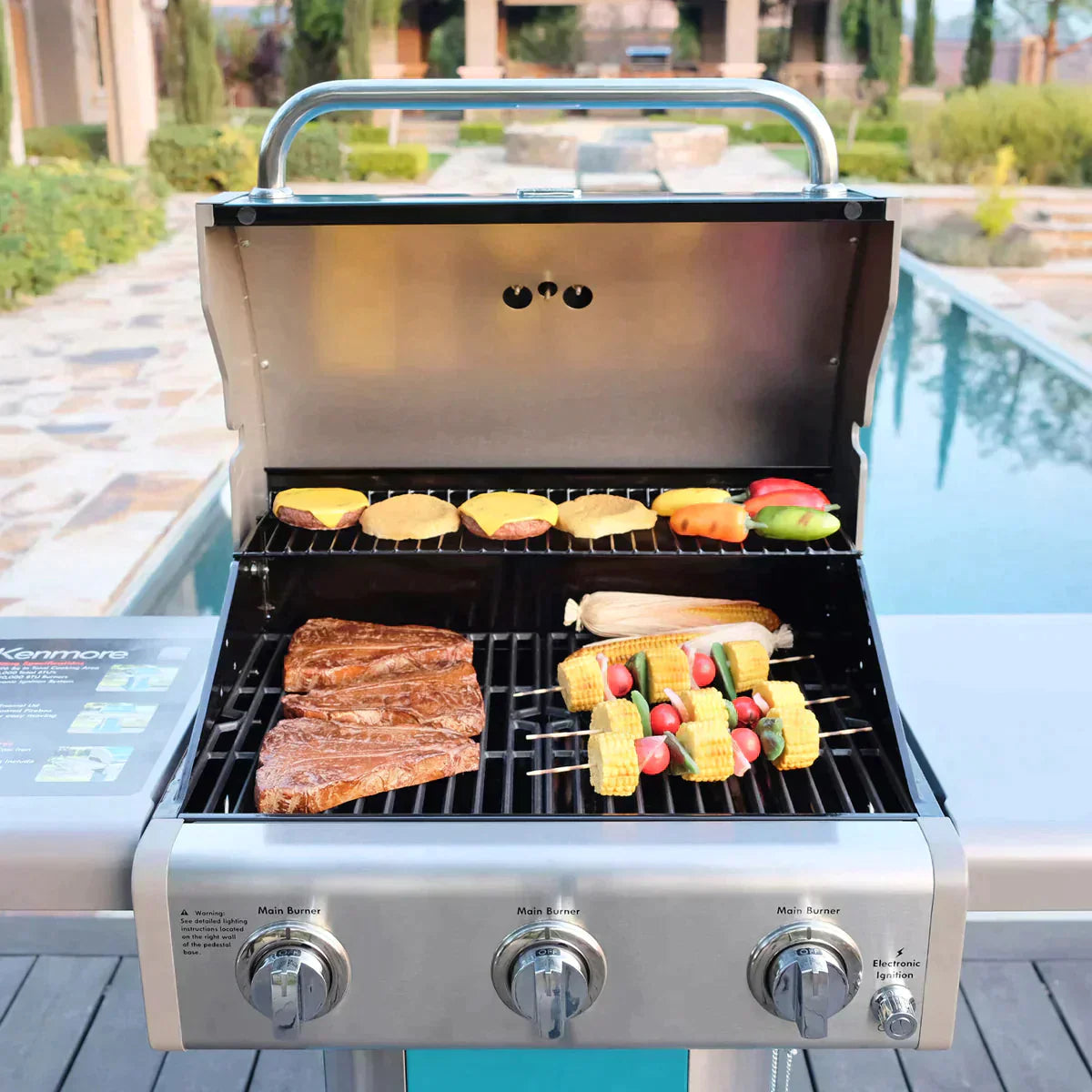 Parrilla a Gas 3 Quemadores KE-P04032-N4#Celeste