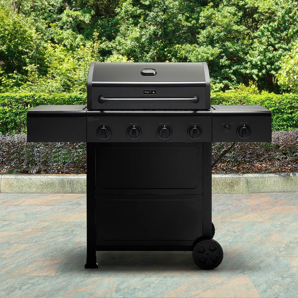 Parrilla Gas 4 Quemadores Mate + Q Lateral KG-P22124-N4#Negro