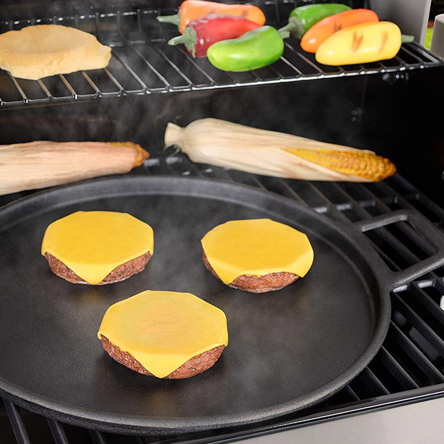 Plancha Hierro Fundido Parrilla y Cocina Redonda KE-A20208-N1#Negro