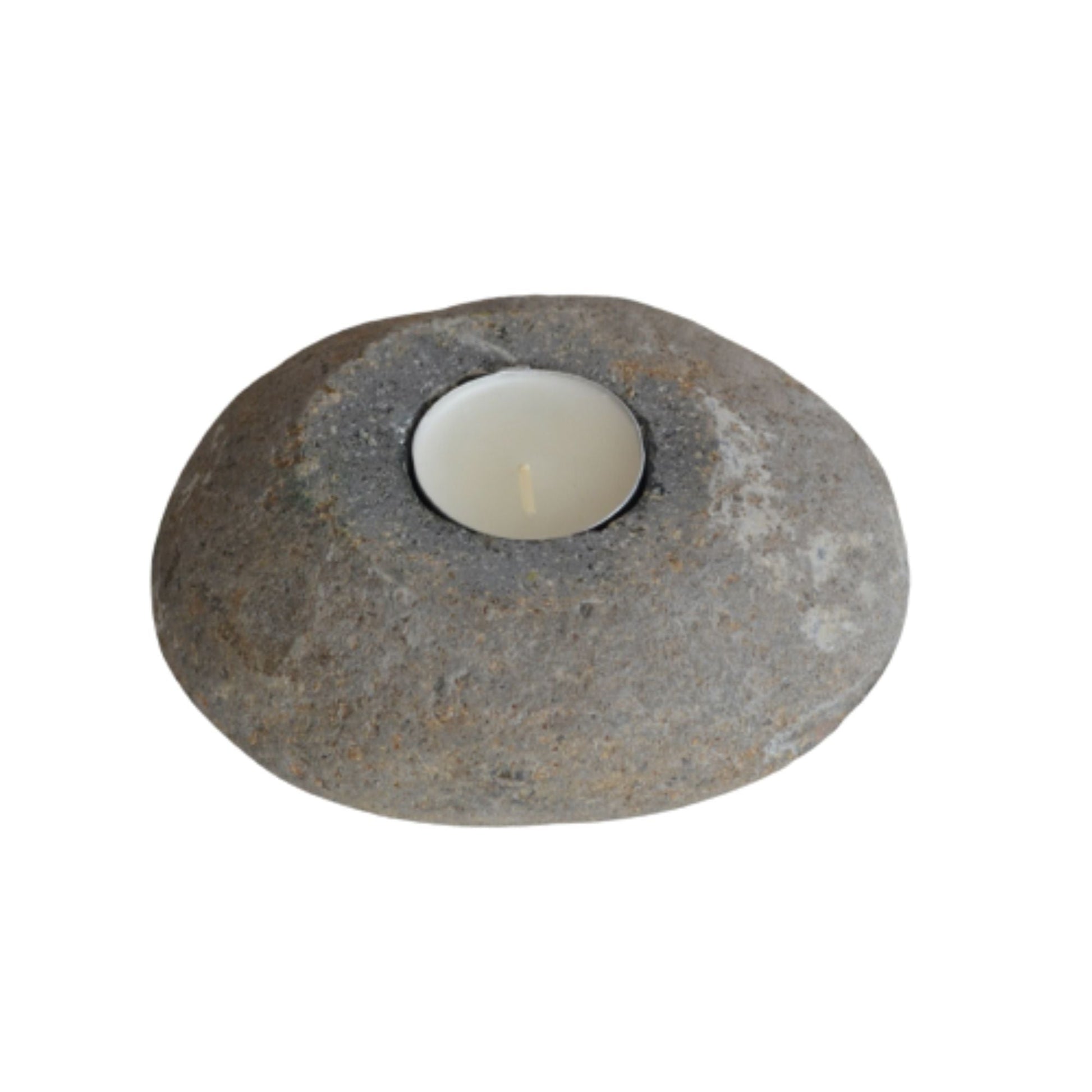 Porta Velas Piedra Río Simple Redondo1#Gris Claro