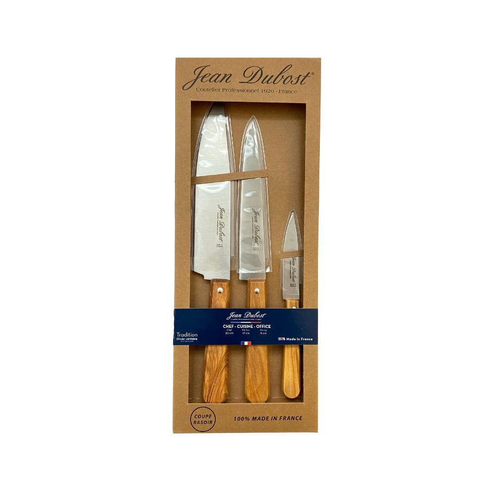 Set 3pz Cuchillos Cocina Olivo Tradition cj/ab2#Sin color