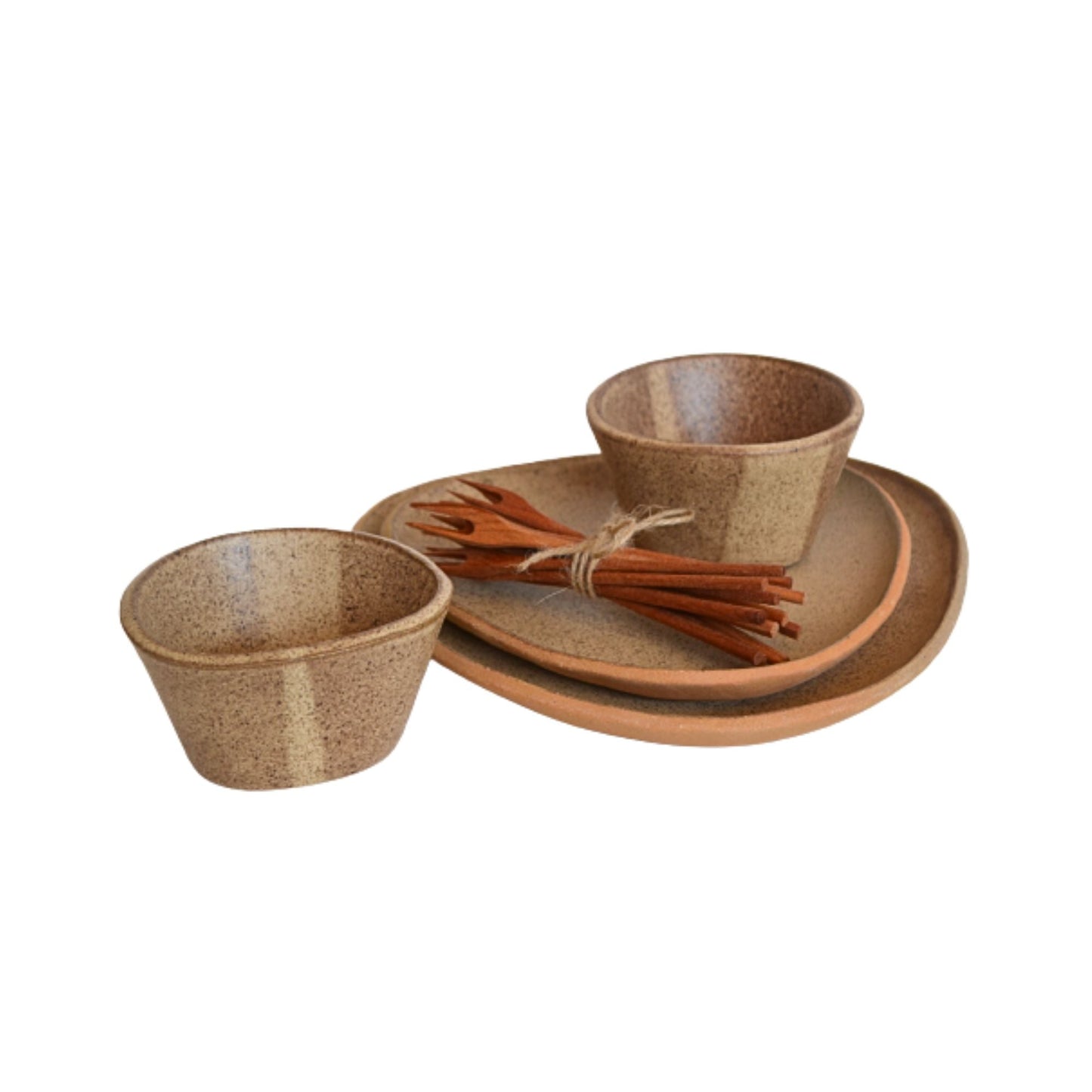 Set Aperitivo Triangular 12 Pinchos Madera2#Café Claro