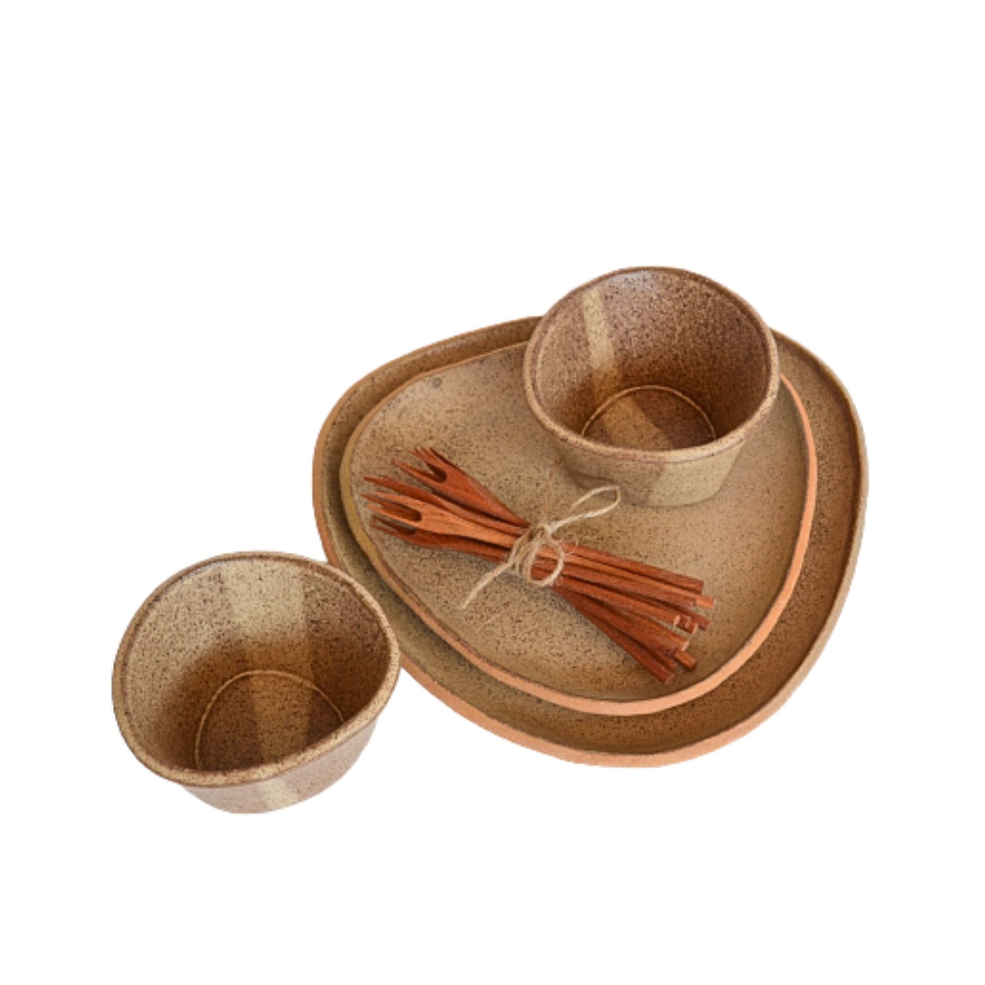 Set Aperitivo Triangular 12 Pinchos Madera1#Café Claro