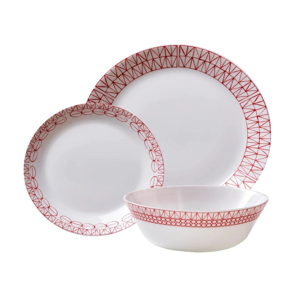 Set de 18 platos Graphic Stitch Corelle Everyday2#blanco