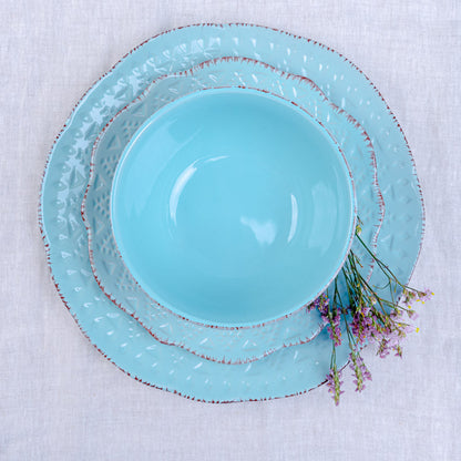 Set de Platos Flor Puntos3#Turquesa