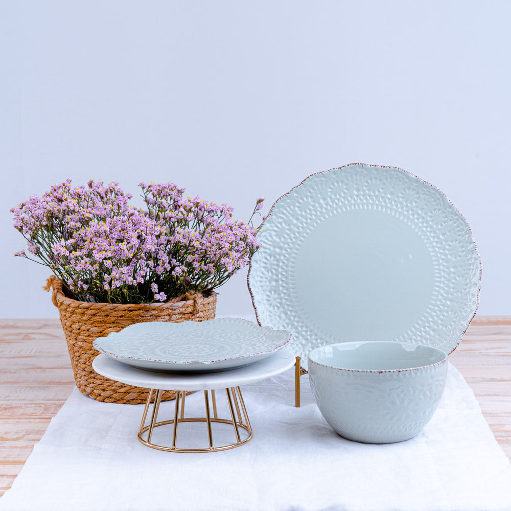 Set de Platos Flor Puntos4#Menta