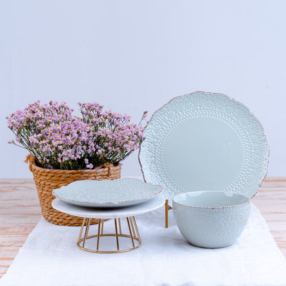 Set de Platos Flor Puntos4#Menta