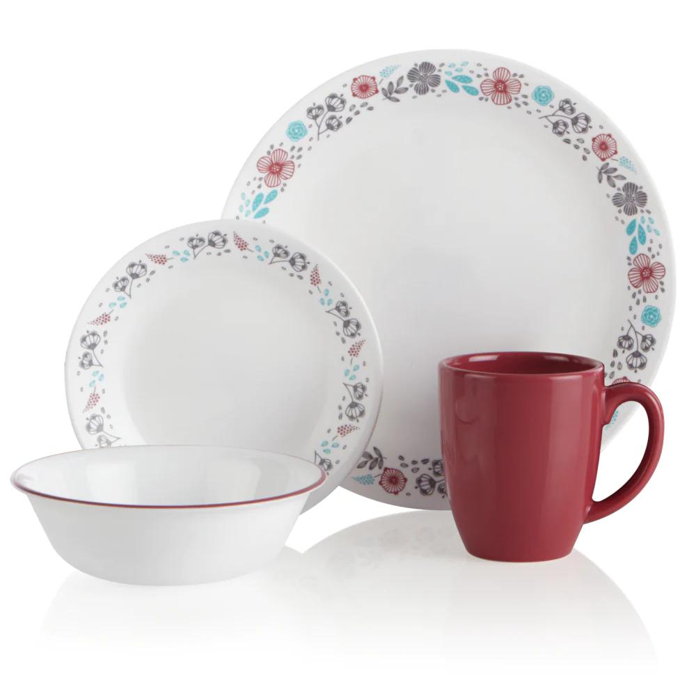 Set de vajilla de 16 piezas Nordic Blooms Corelle2#Blanco