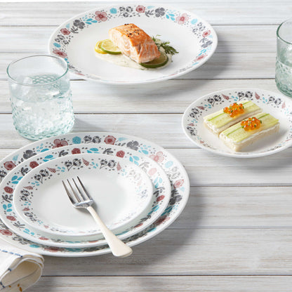 Set de vajilla de 16 piezas Nordic Blooms Corelle1#Blanco