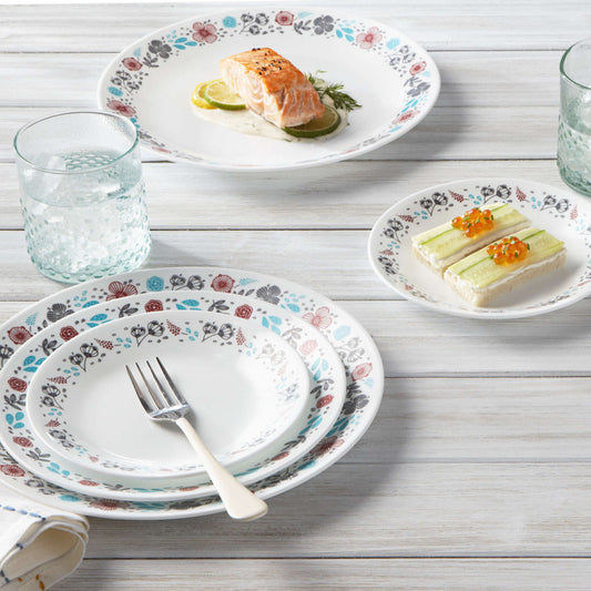 Set de vajilla de 16 piezas Nordic Blooms Corelle1#Blanco