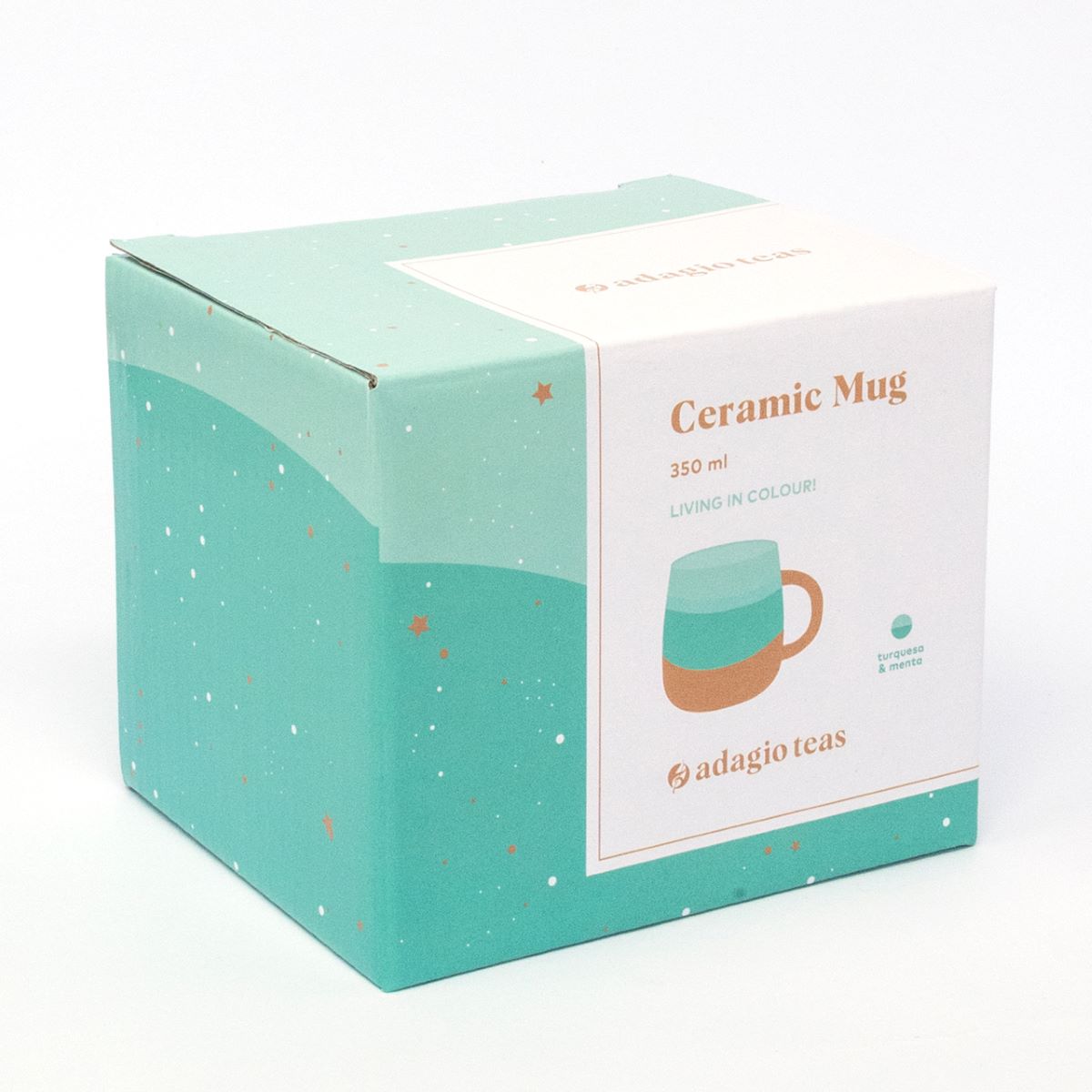 Taza Cerámica Turquesa Tonos Dorado 350 ml2#Turquesa