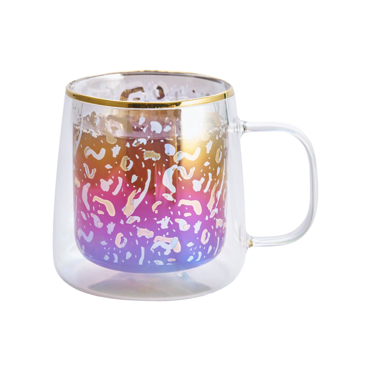 Taza Doble Vidrio Cheetah Iridescent 250 ml1#Sin Color