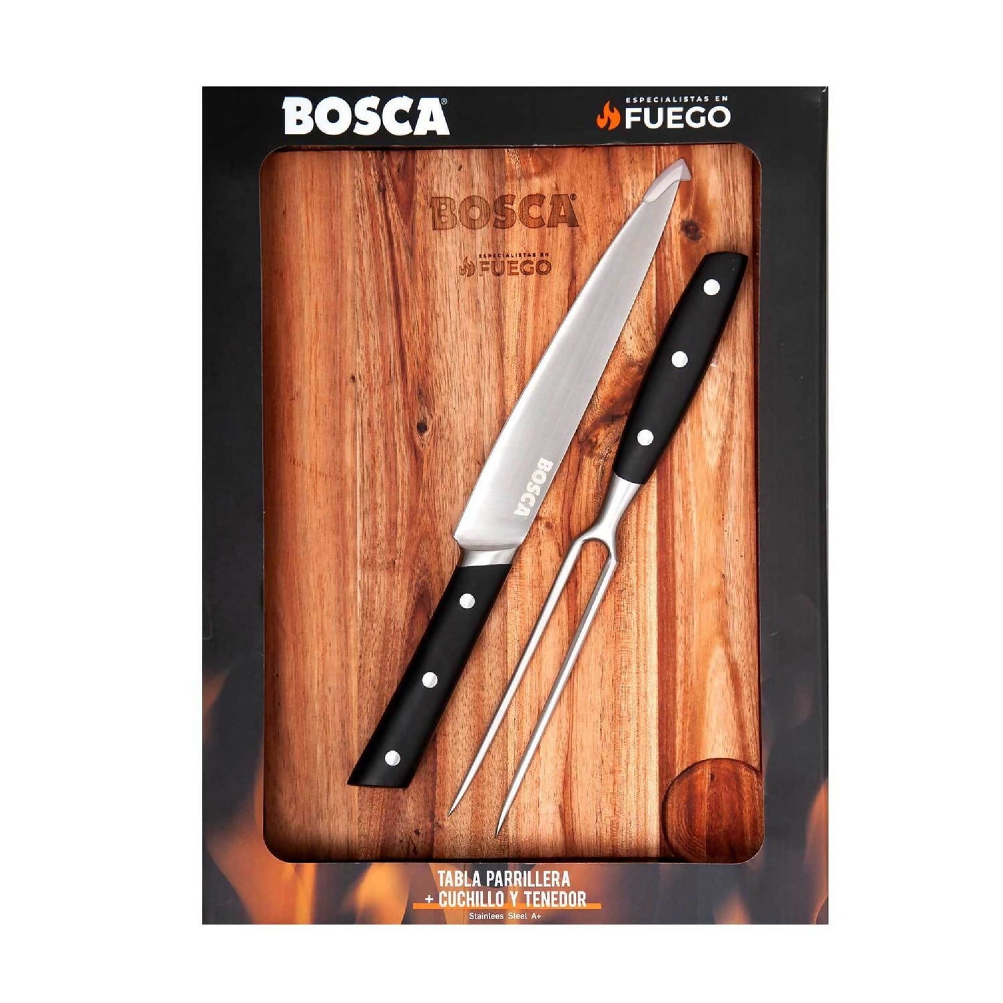 Tabla Parrillera + Cuchillo y Tenedor7#Madera