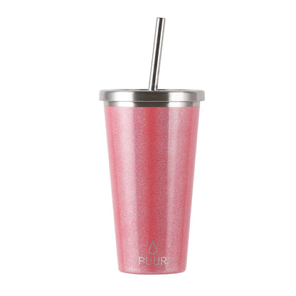 Vaso Térmico Shiny Pink 570 Ml + Bombilla Retráctil2#Rosado