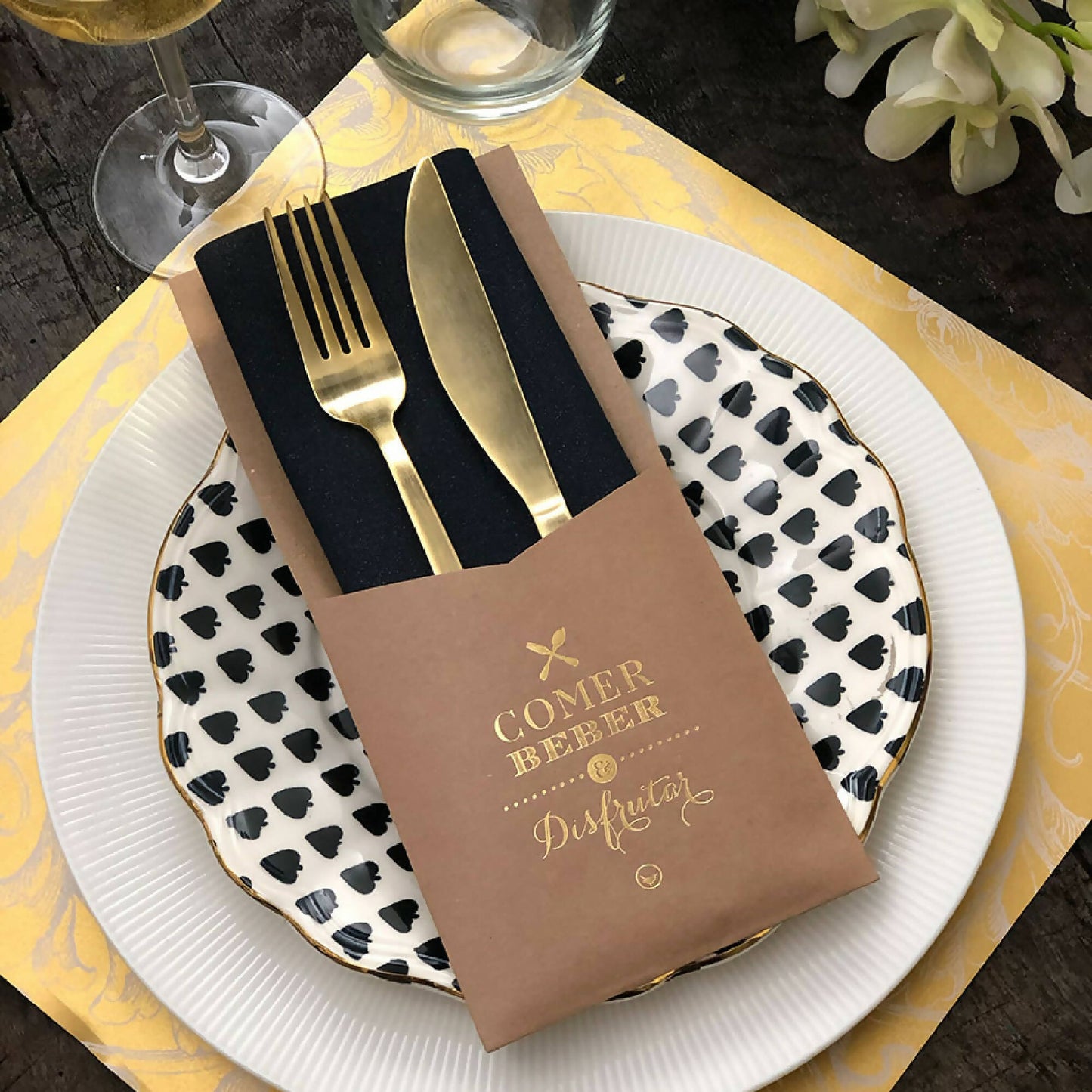 Estuche Papel Comer Beber Kraft1#Dorado